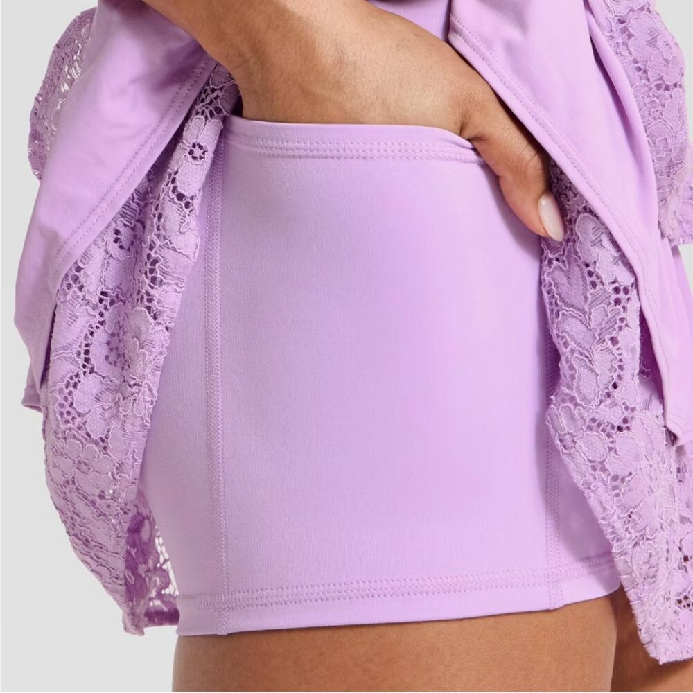 JoyLab Lilac Tiered Lace Ruffle Skort - Picture 2 of 8